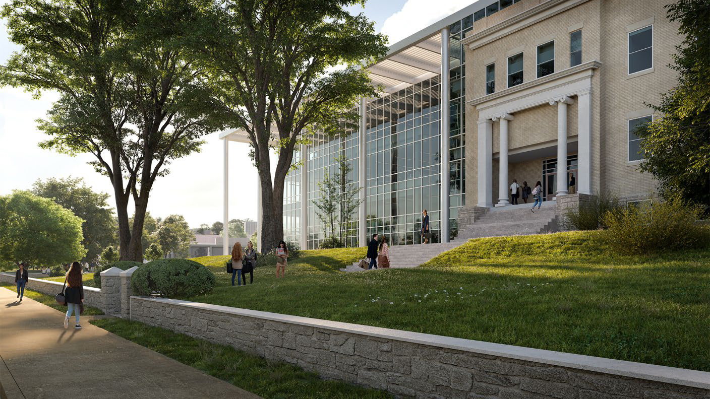 Side view of Scovell Hall post-renovation